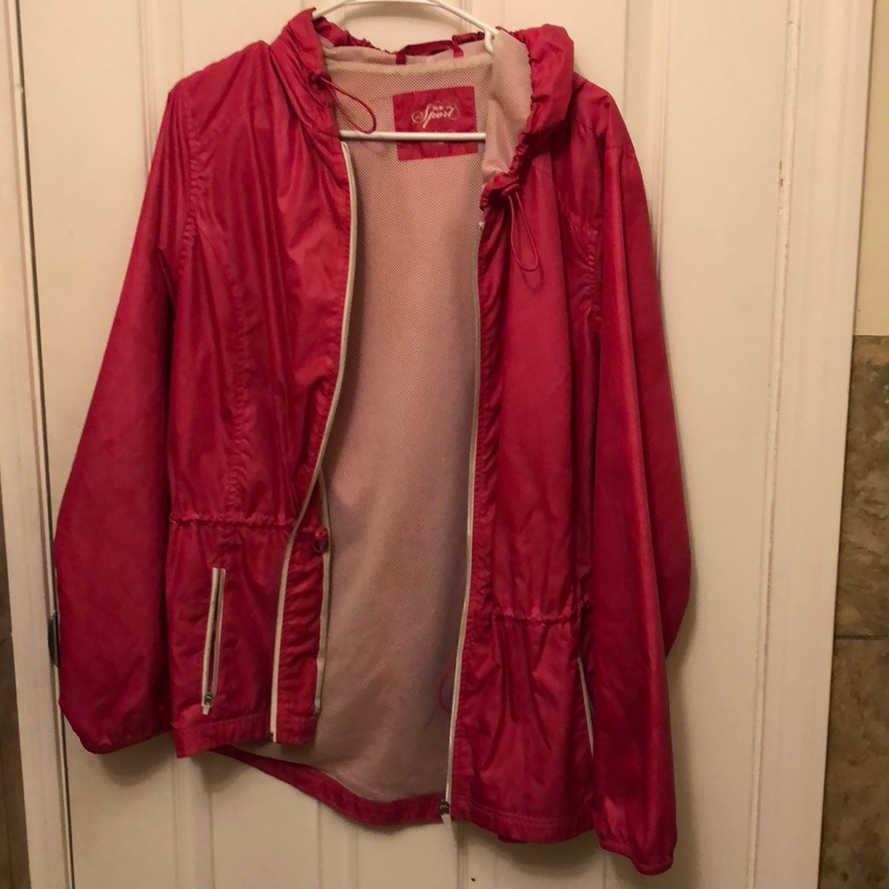 Bright pink wind breaker